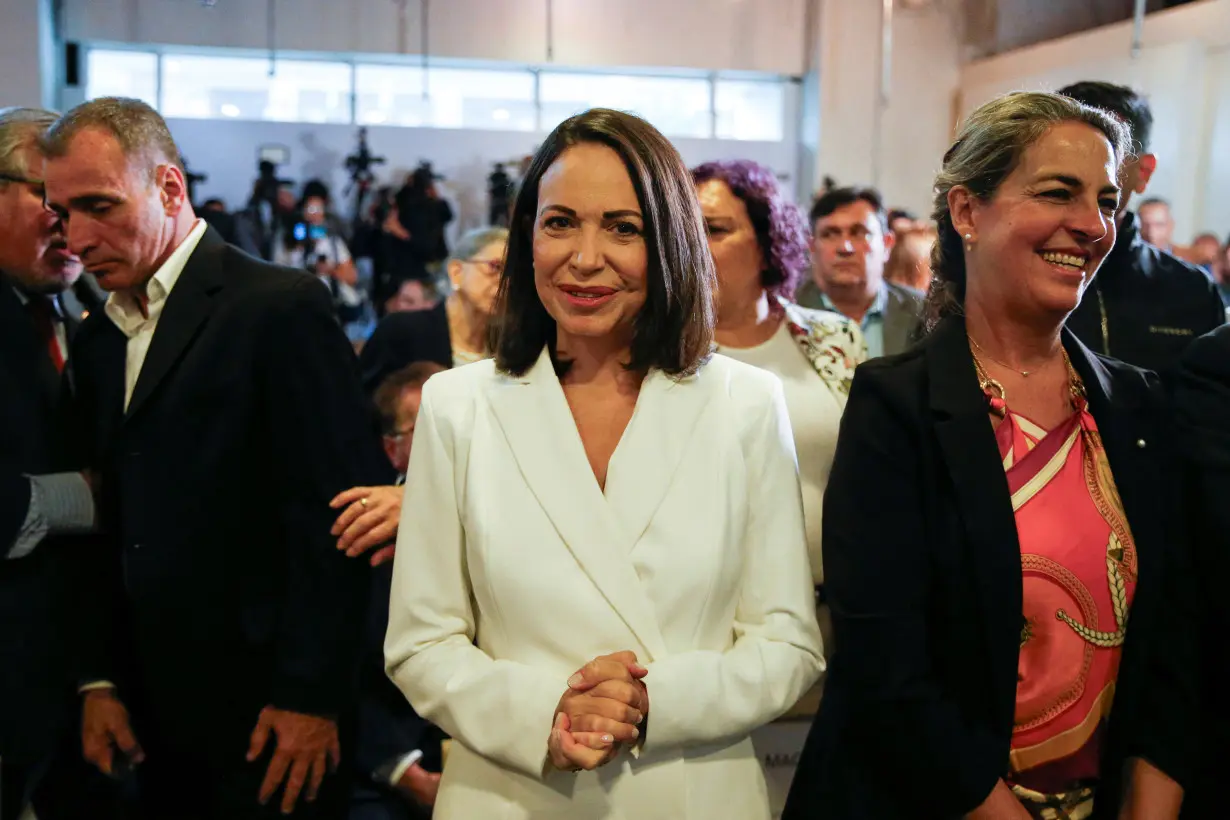 Venezuelan opposition leader Maria Corina Machado is confirmed as the opposition's 2024 presidential candidate, in Caracas