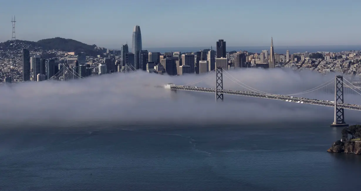 An aerial view of city of the San Francisco skyline