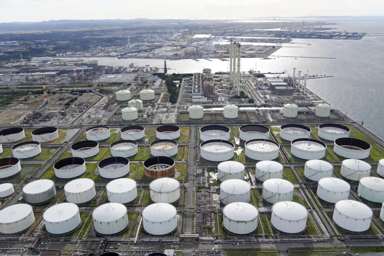 An aerial view shows an oil factory of Idemitsu Kosan Co. in Ichihara