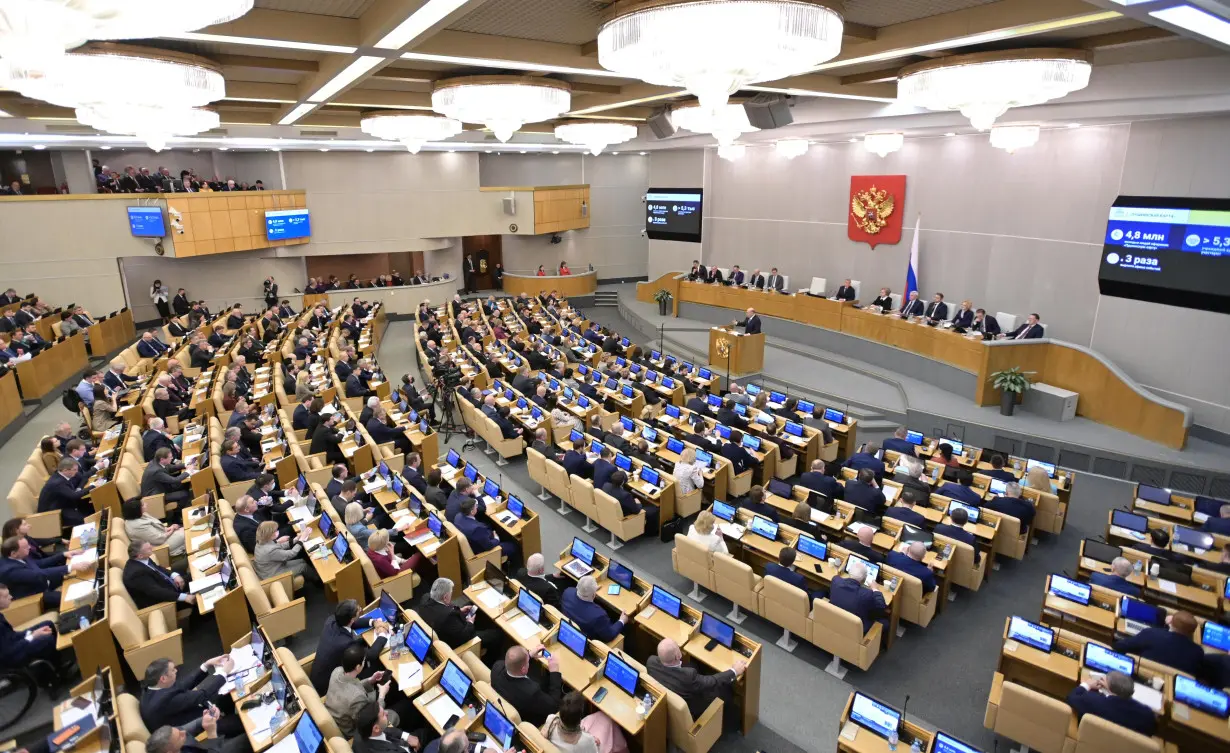 Russian PM Mishustin attends a session of the State Duma in Moscow