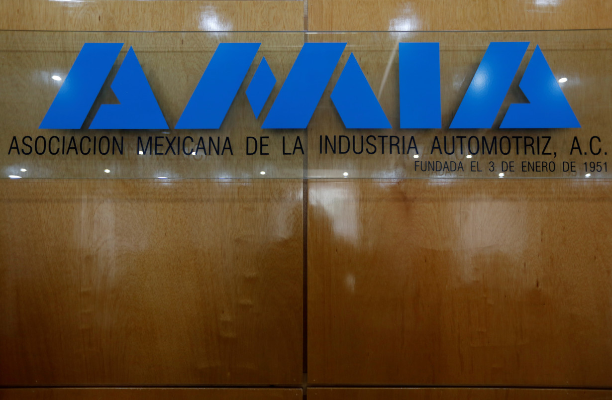 The logo of the Mexican Automotive Industry Association (AMIA), is pictured at their office in Mexico City, Mexico