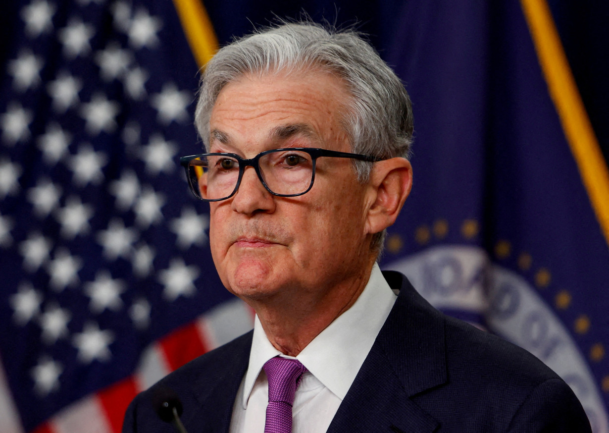 FILE PHOTO: Fed Chair Powell speaks during news conference in Washington