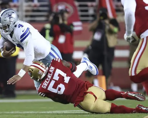 Brock Purdy throws 4 TD passes to lead the 49ers past the Cowboys 42-10