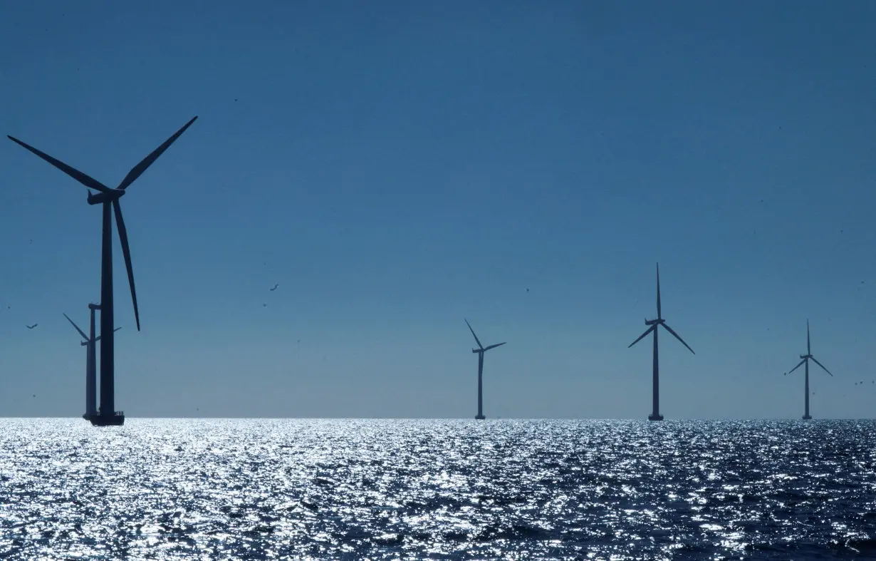 FILE PHOTO: A view of the turbines at Orsted's offshore wind farm near Nysted