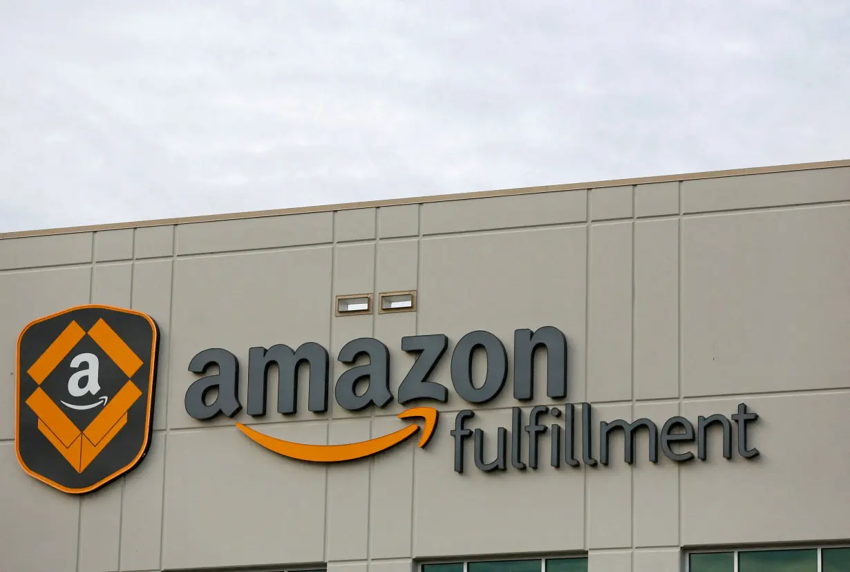 FILE PHOTO: Logo of the Amazon fulfillment is seen outside the Amazon fulfillment center in Kent