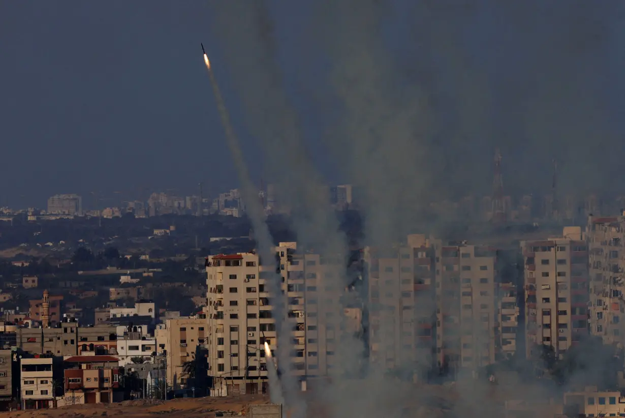 FILE PHOTO: Rockets are fired from Gaza towards Israel