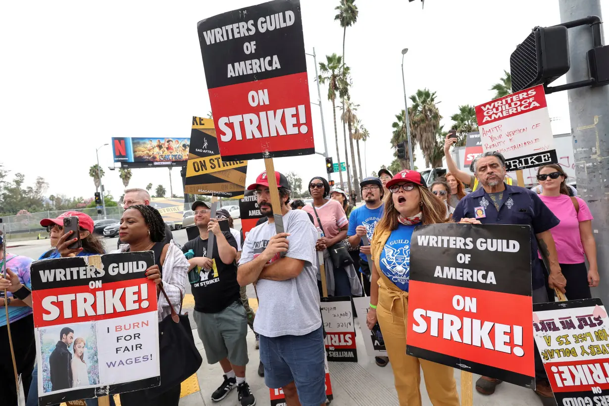 FILE PHOTO: SAG-AFTRA actors and Writers Guild of America (WGA) writers on strike