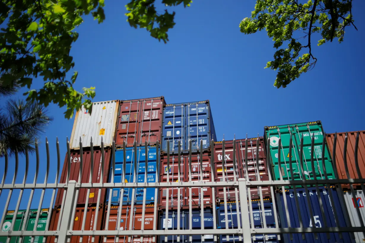 FILE PHOTO: Shipping containers are stacked at the Paul W. Conley Container Terminal in Boston