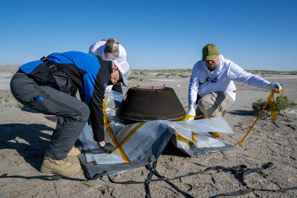 FILE PHOTO: The return capsule containing a sample collected from the asteroid Bennu by NASA’s OSIRIS-REx spacecraft