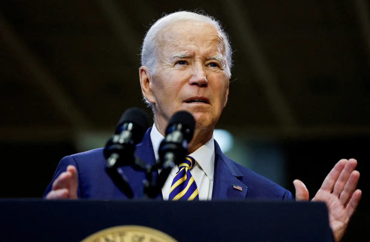 FILE PHOTO: U.S. President Joe Biden delivers remarks on his economic agenda at Prince George's Community College in Largo, Maryland