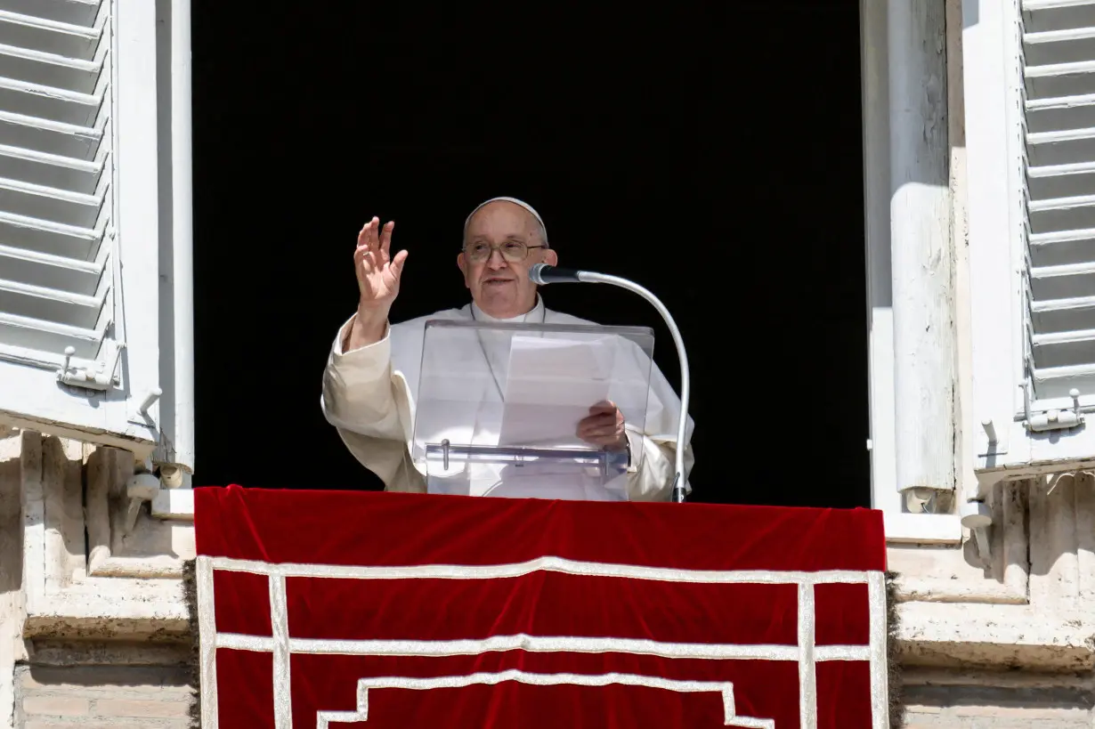 Pope Francis leads the Angelus prayer at the Vatican