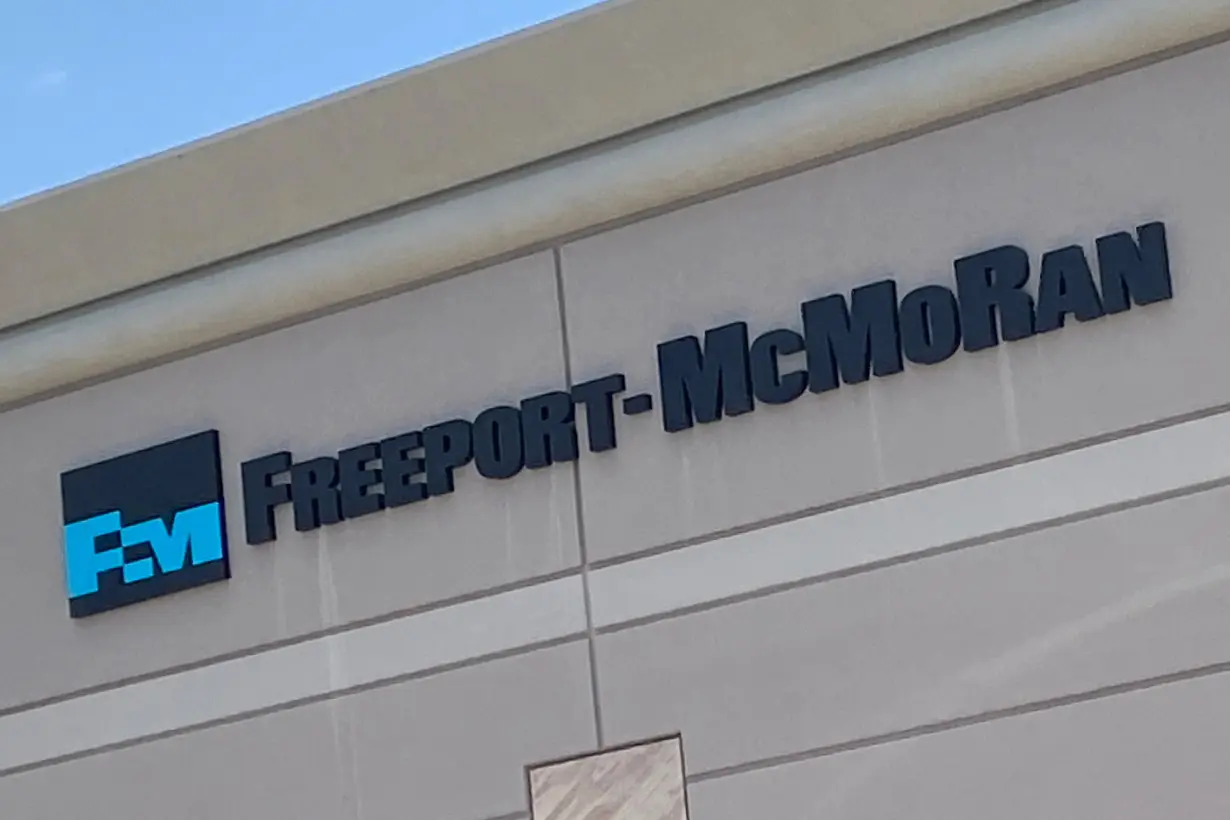 The logo of copper miner Freeport-McMoRan Inc is displayed on their offices in Phoenix