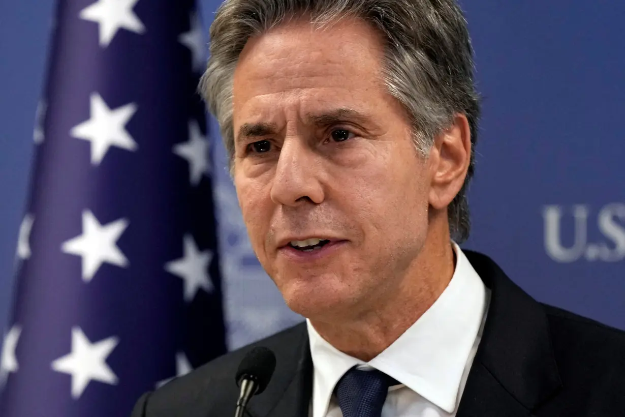 FILE PHOTO: U.S. Secretary of State Antony Blinken speaks in Tel Aviv