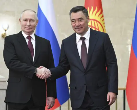 Russian President Putin arrives in Kyrgyzstan on a rare trip abroad