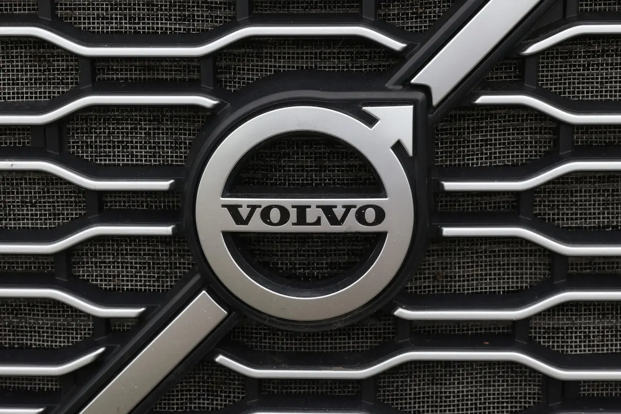 FILE PHOTO: The Volvo logo is seen in truck for sale in Linden, New Jersey