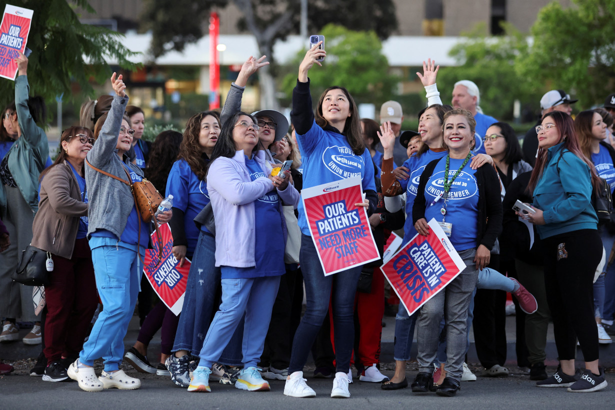 A coalition of Kaiser Permanente Unions start a three day strike across the U.S. over a new contract, in San Diego