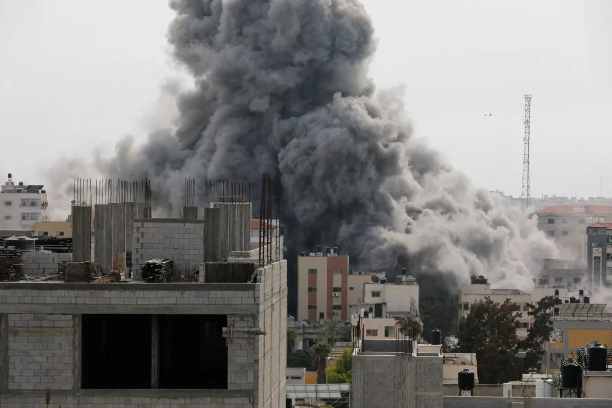 Smoke rises following Israeli strikes in Gaza