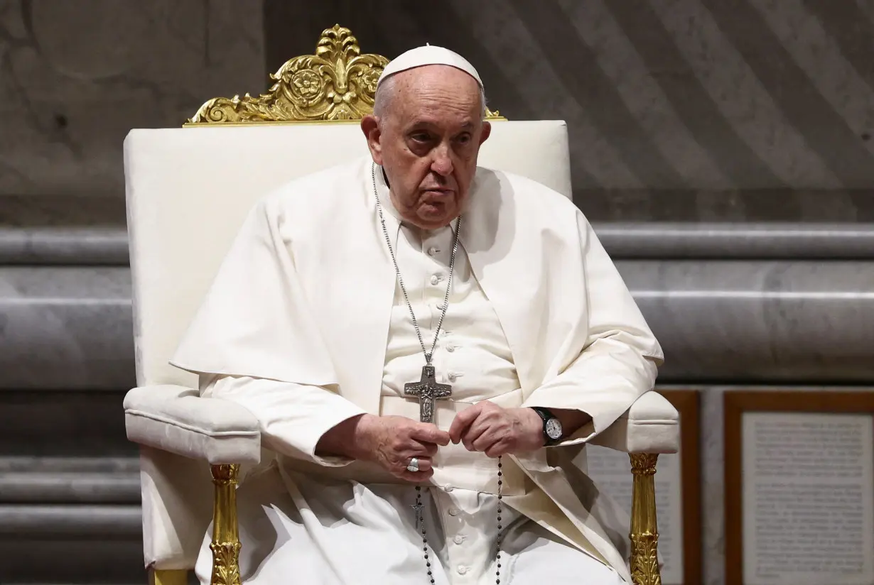 Pope Francis leads a prayer service for peace at the Vatican