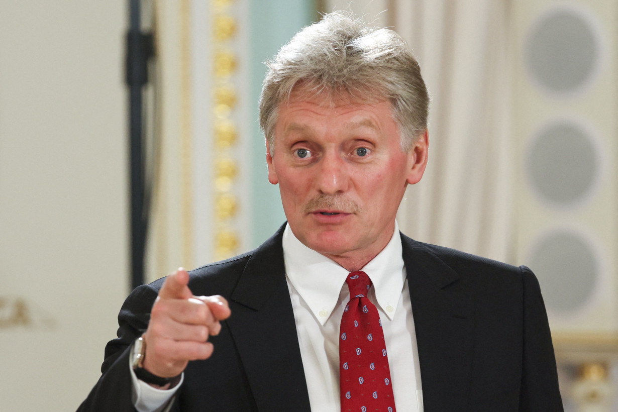 Kremlin spokesman Peskov speaks before a press conference in St Petersburg