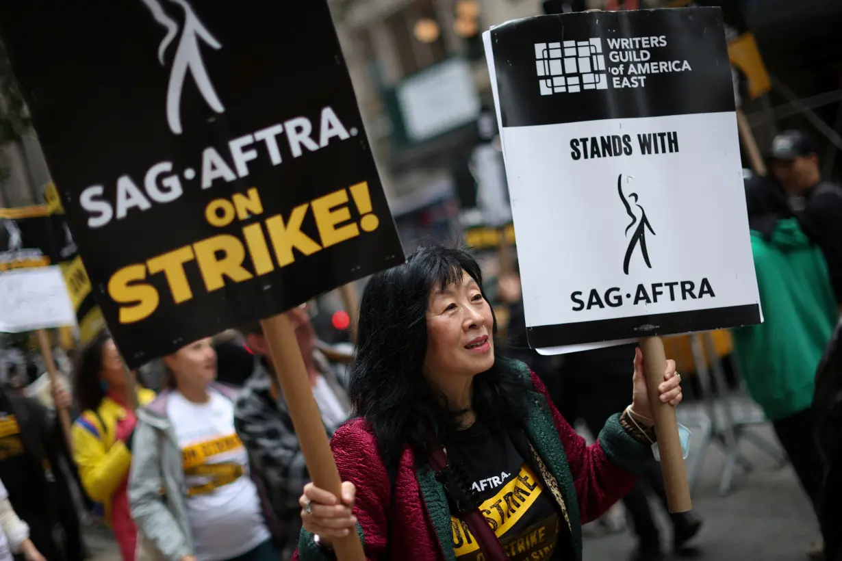 Striking SAG-AFTRA actors walk picket line in New York City