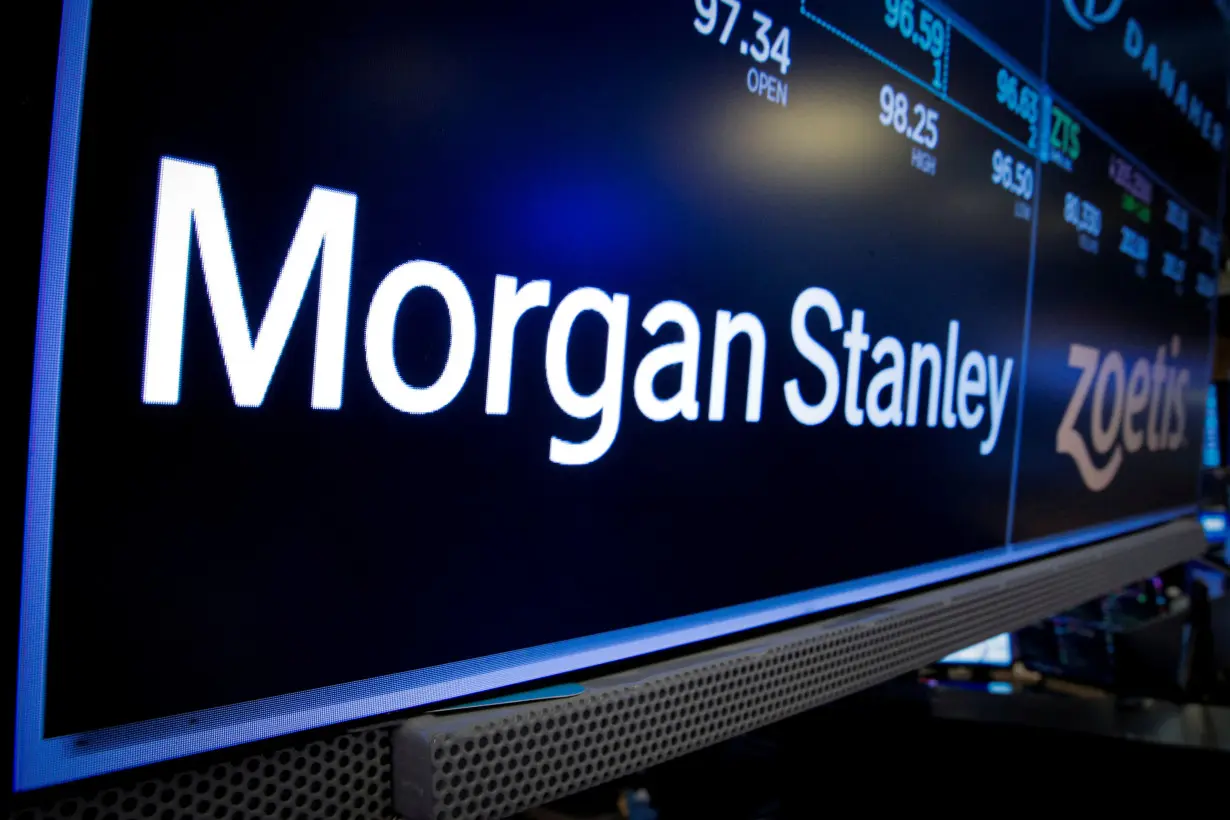 FILE PHOTO: A screen displays the trading information for Morgan Stanley on the floor of the NYSE in New York