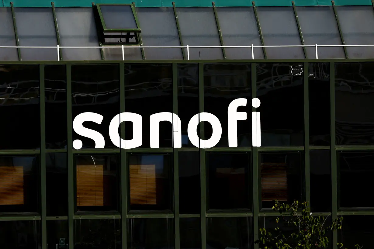 The logo of Sanofi is seen a the French drugmaker's vaccine unit Sanofi Pasteur plant in Marcy-l'Etoile, near Lyon