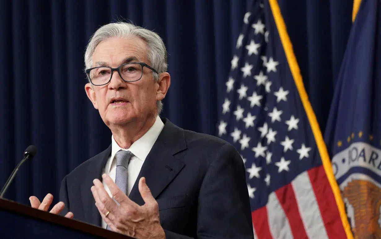 FILE PHOTO: Federal Reserve Chairman Jerome Powell speaks at a press conference in Washington, U.S.