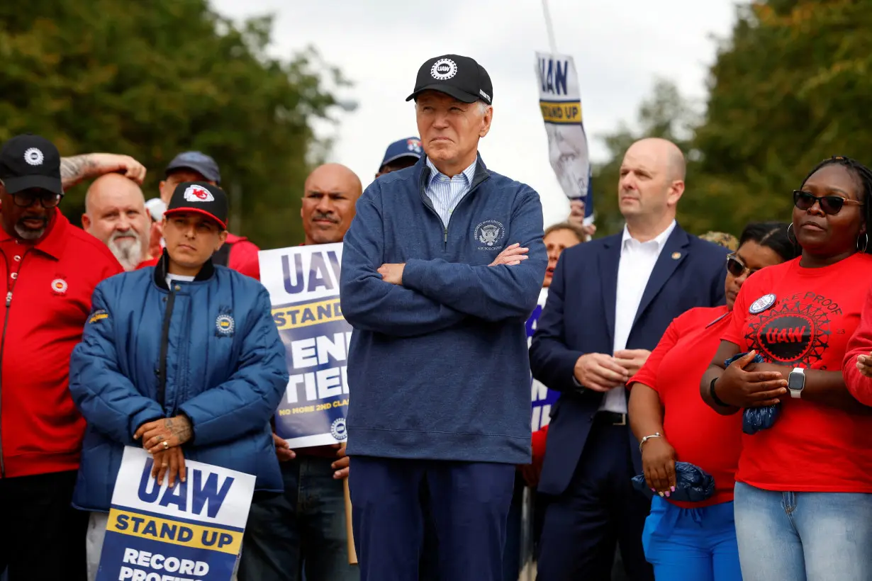 U.S. President Joe Biden joins United Auto Workers picket line in Belleville, Michigan