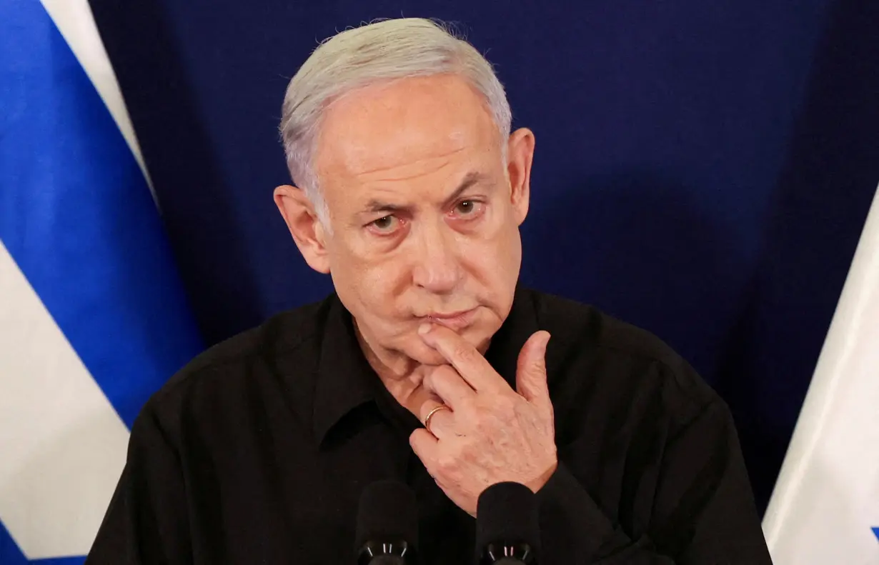 FILE PHOTO: Israeli Prime Minister Netanyahu holds a press conference in Tel Aviv