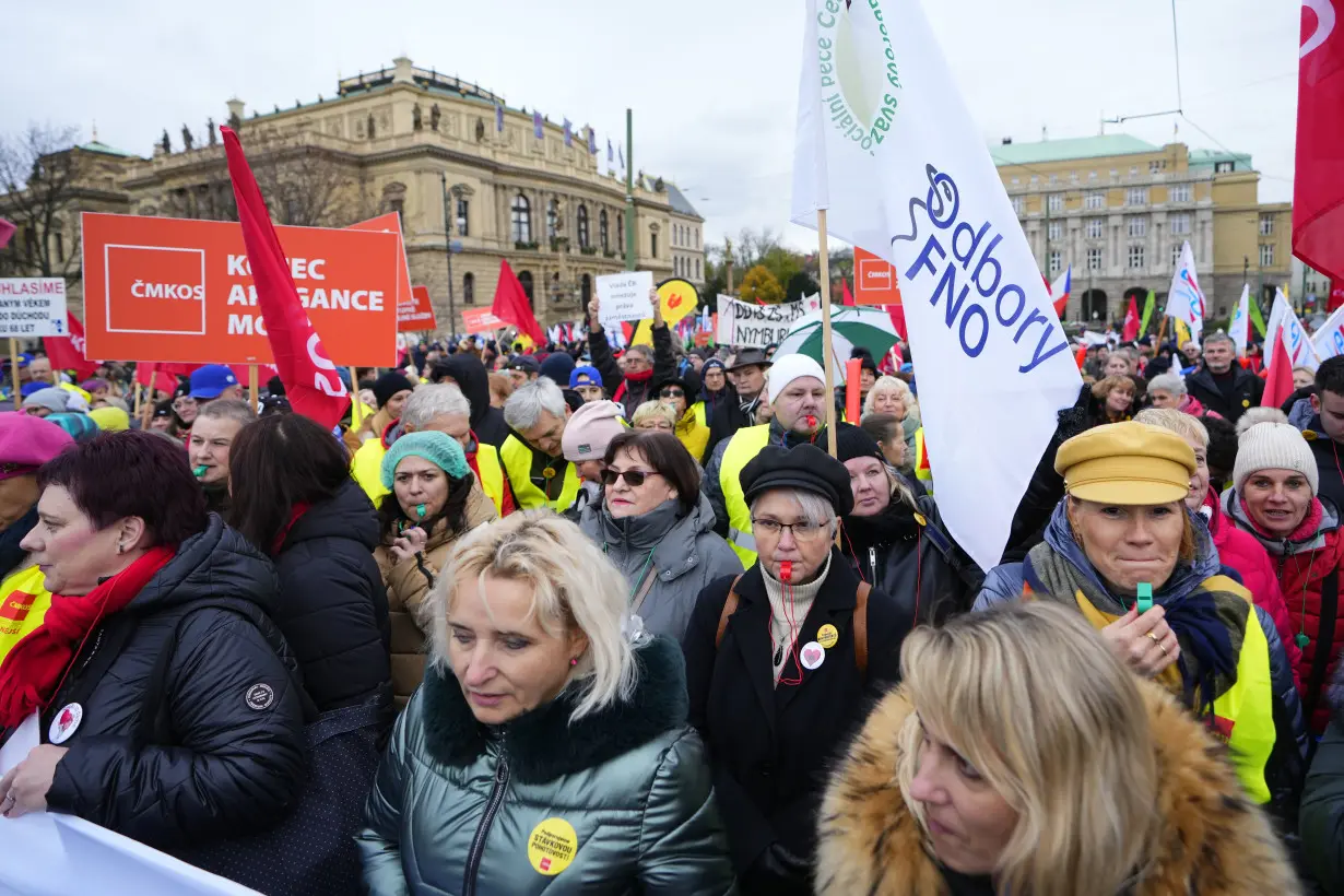 Czech labor unions stage a day of action in protest at spending cuts and taxes