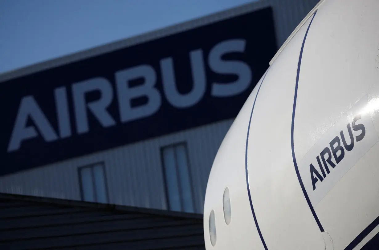 Airbus logo at the Airbus facility in Saint-Nazaire