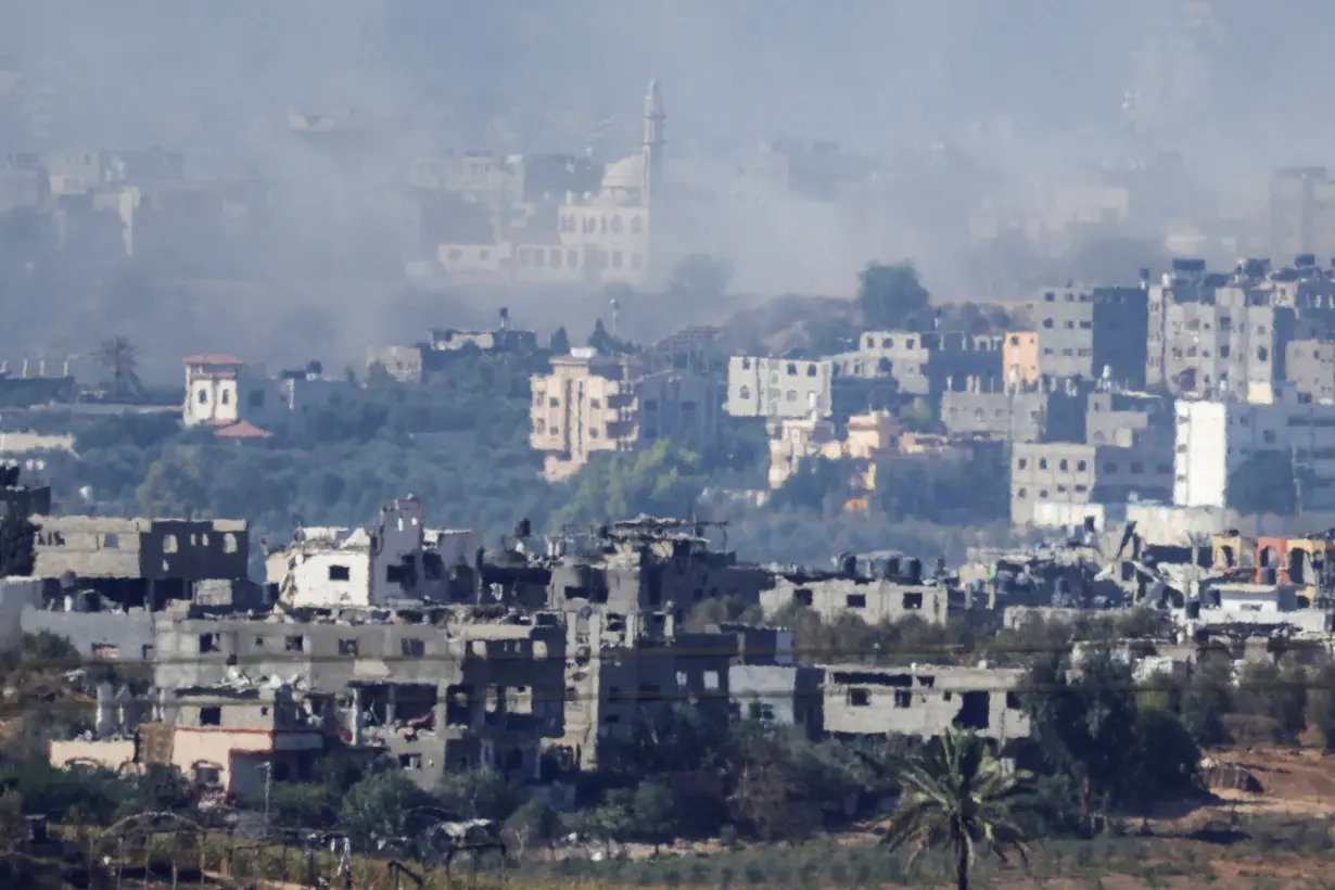 A view of damaged buildings in Gaza, as seen from southern Israel