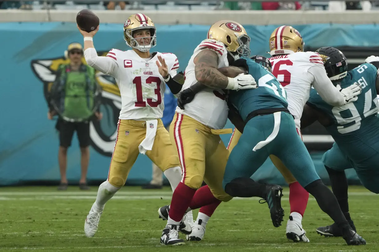 49ers dominate Jaguars 34-3 to end a 3-game skid and look like Super Bowl contenders again