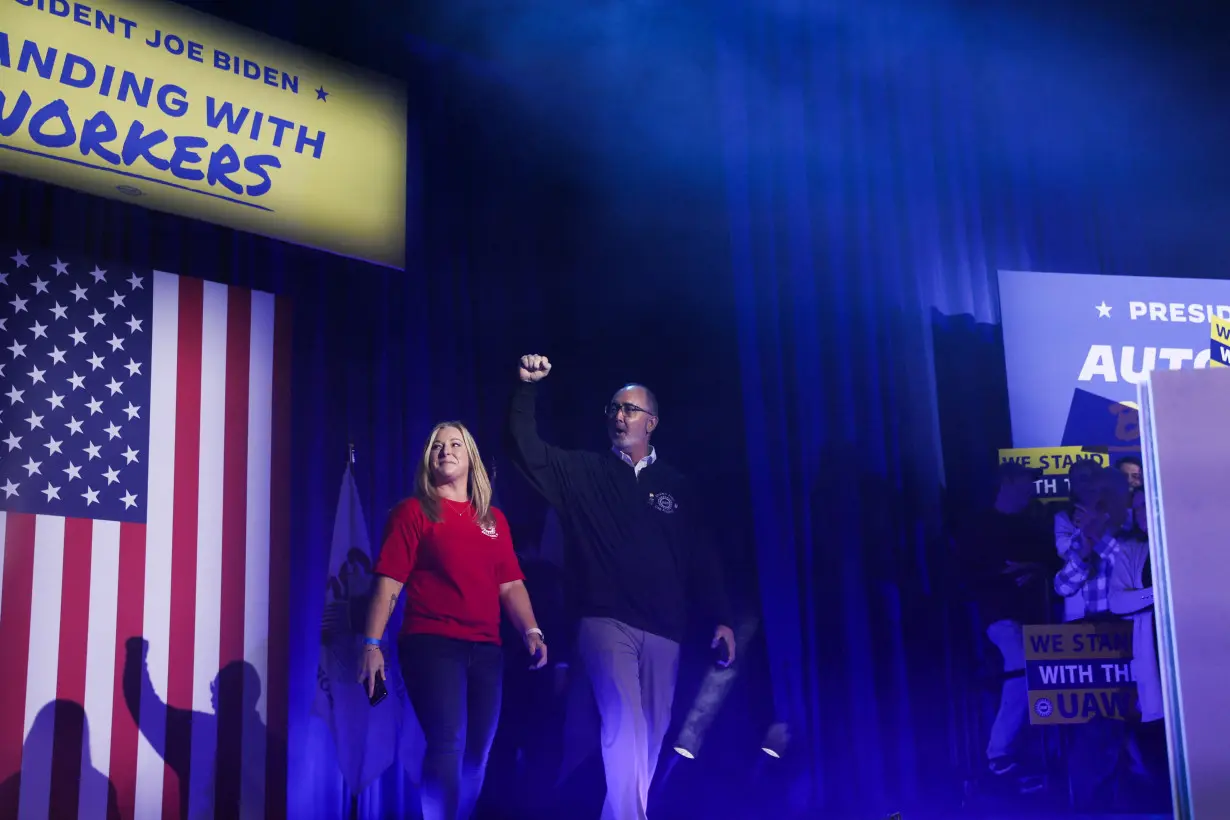 U.S. President Biden delivers remarks to UAW union members in Belvidere, Illinois