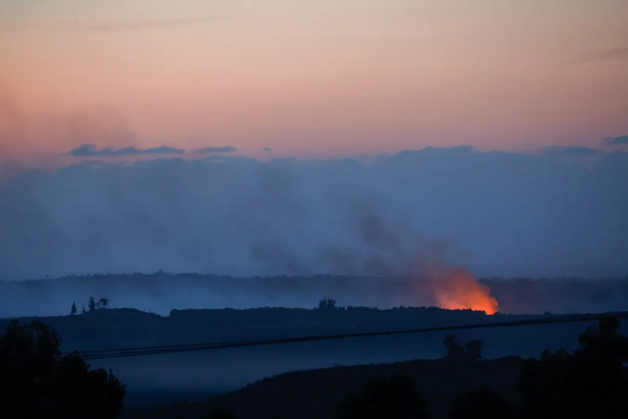 Smoke rises over Gaza as seen from Southern Israel