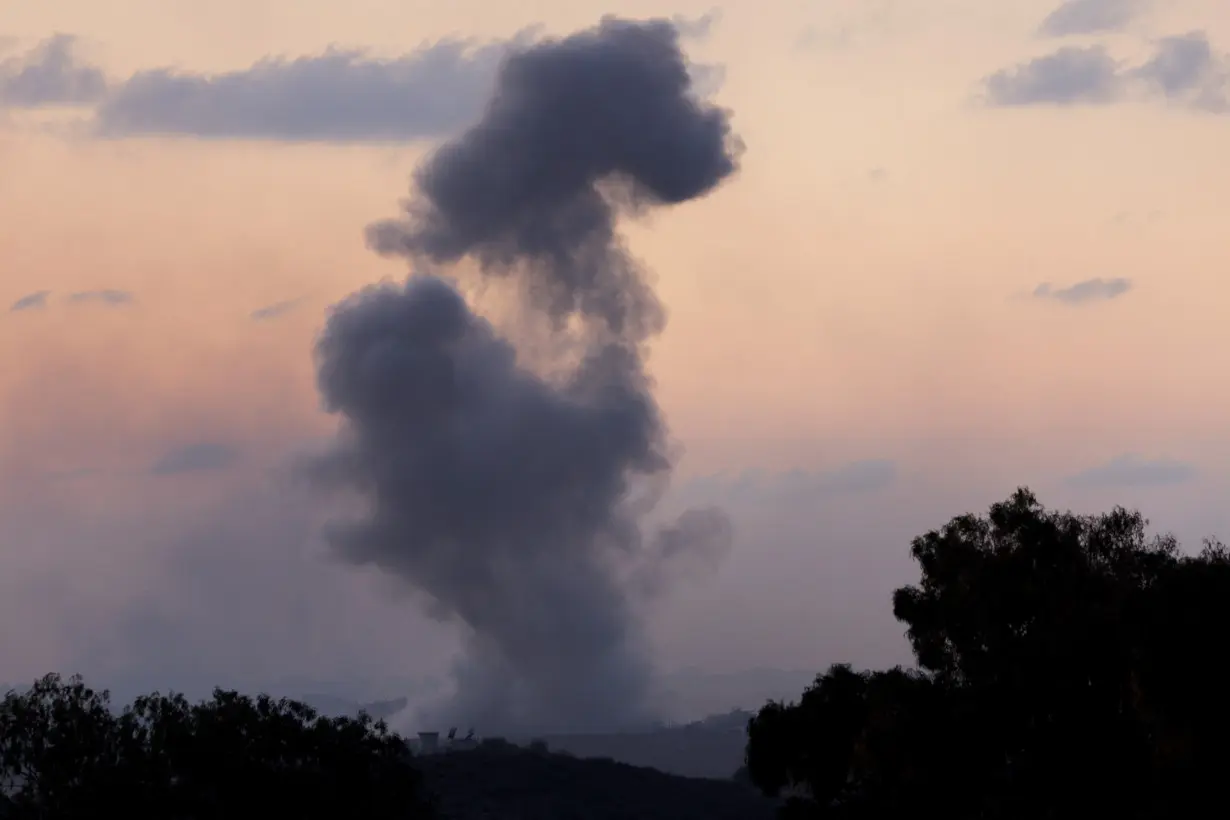 Smoke rises from Gaza, as seen from southern Israel