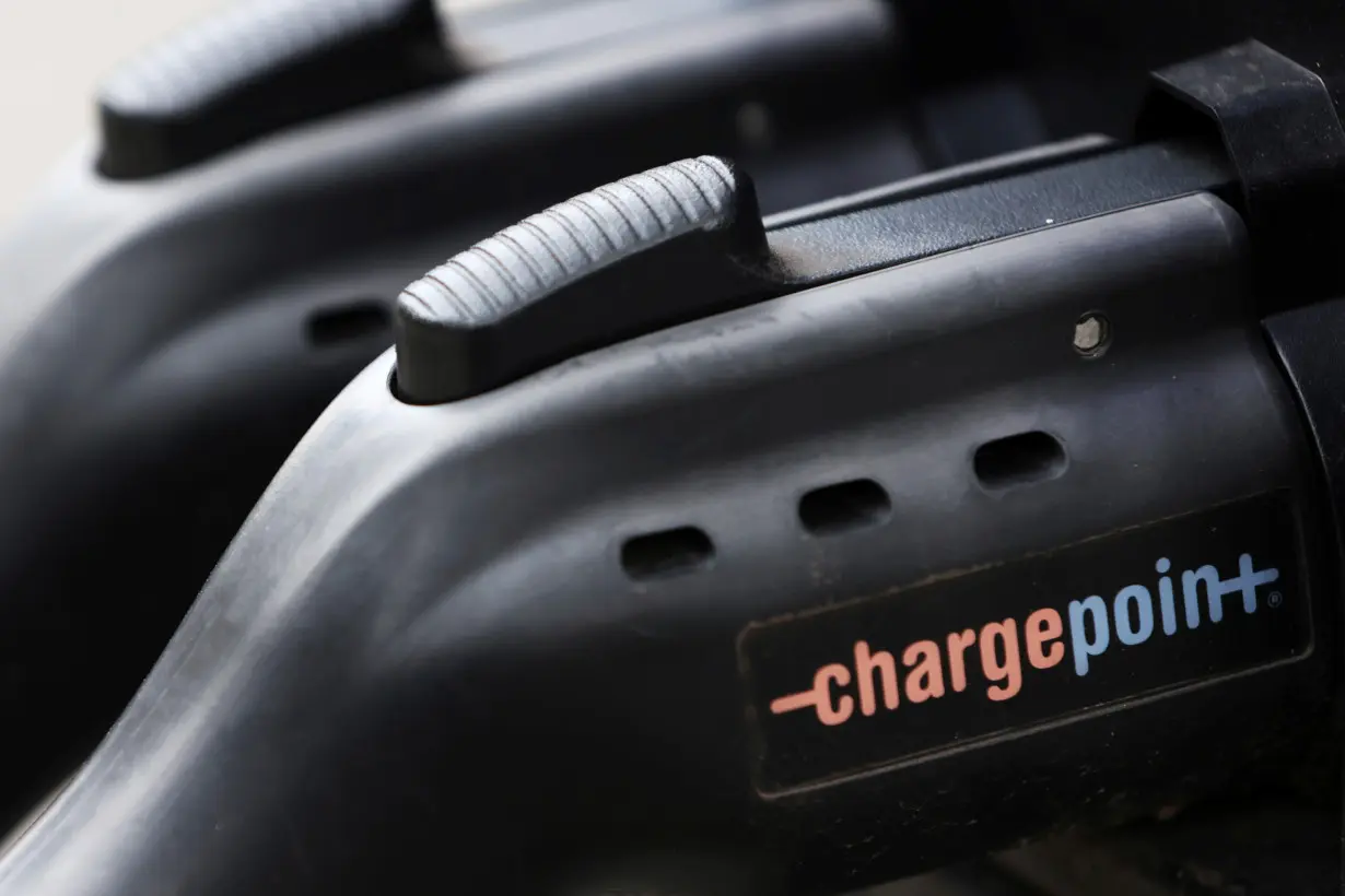 An electric vehicle charge station by ChargePoint, Inc. is seen in Manhattan, New York