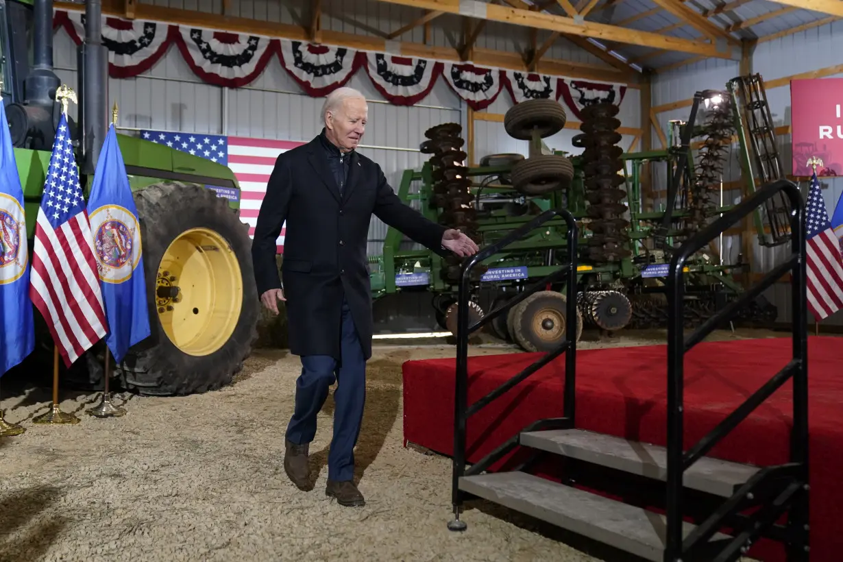 Biden touts investment in rural areas in Minnesota, the home state of his primary challenger