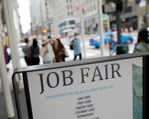 US weekly jobless claims fall; business spending on equipment easing