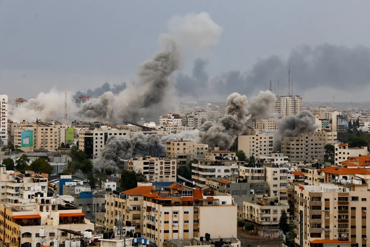 Smoke rises following Israeli strikes in Gaza