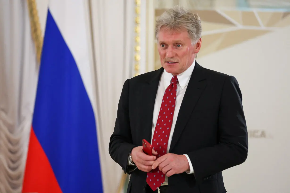 Kremlin spokesman Peskov speaks before a press conference in St Petersburg