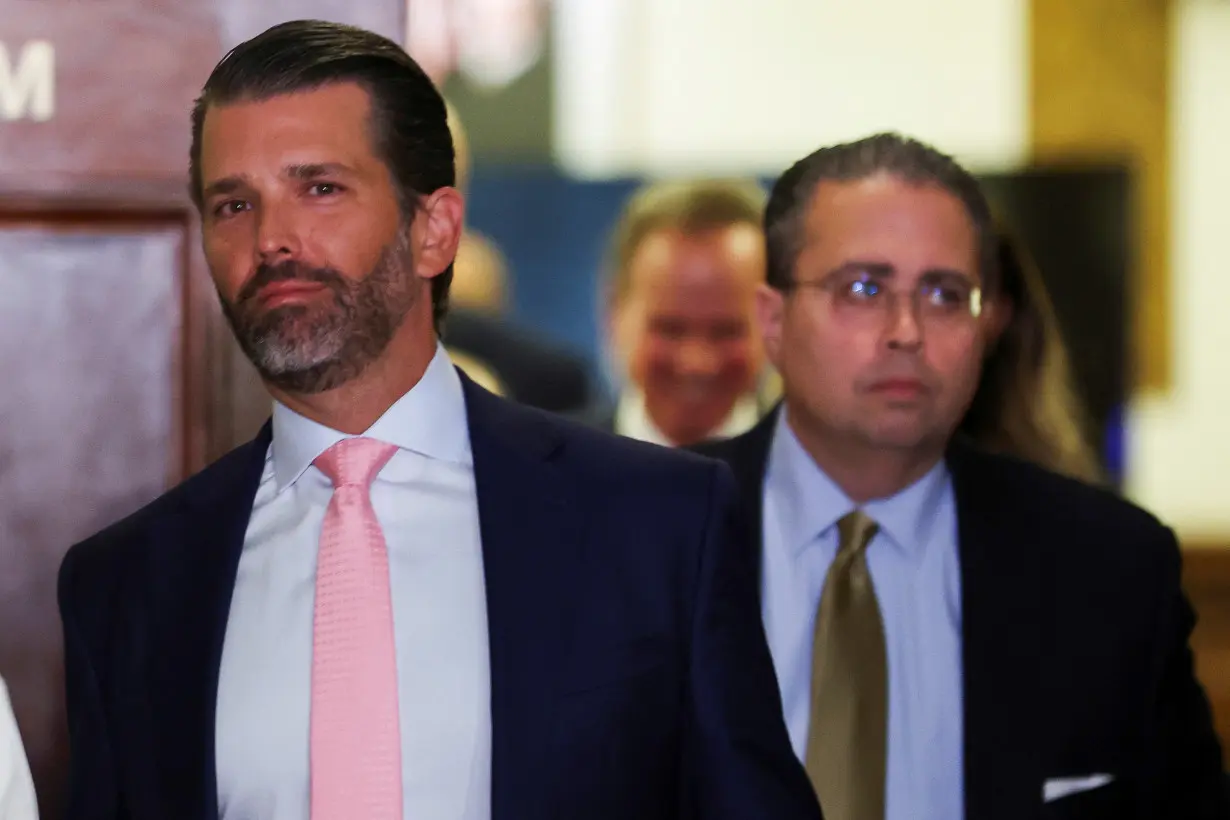 Donald Trump Jr. attends the Trump Organization civil fraud trial, in New York State Supreme Court in the Manhattan borough of New York City