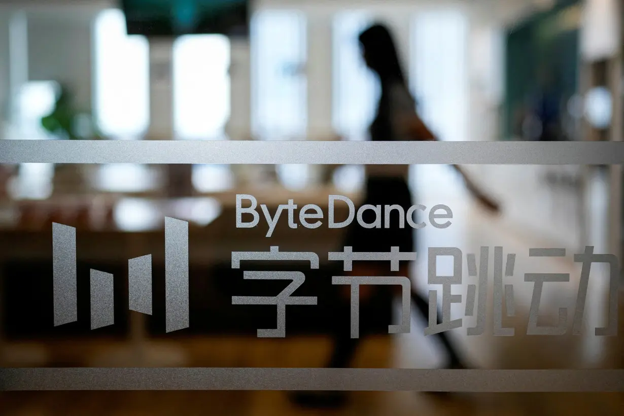 FILE PHOTO: The ByteDance logo is seen at the company's office in Shanghai