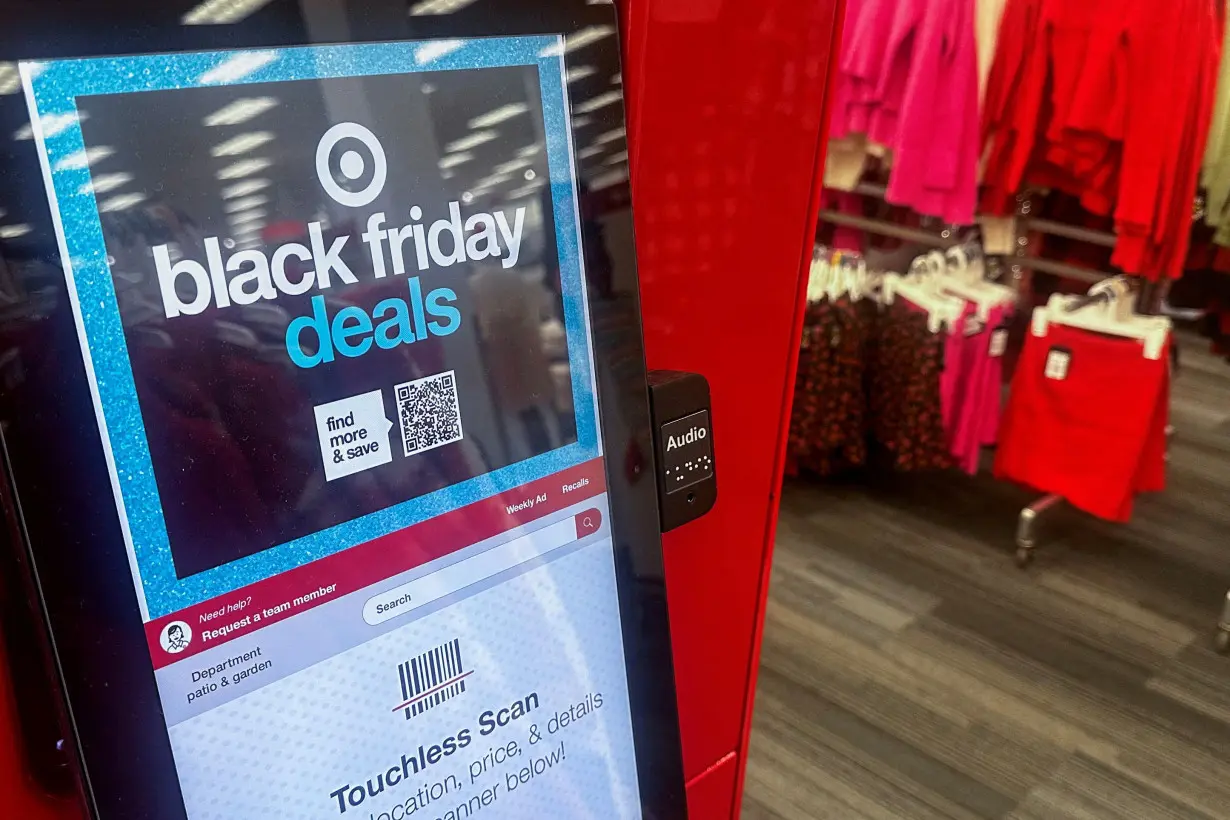 FILE PHOTO: A Black Friday advertisement is seen on a touchless scanner at aTarget store in Port Washington, New York