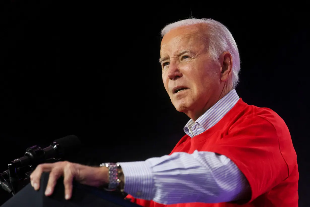 FILE PHOTO: U.S. President Biden delivers remarks to UAW union members in Belvidere, Illinois