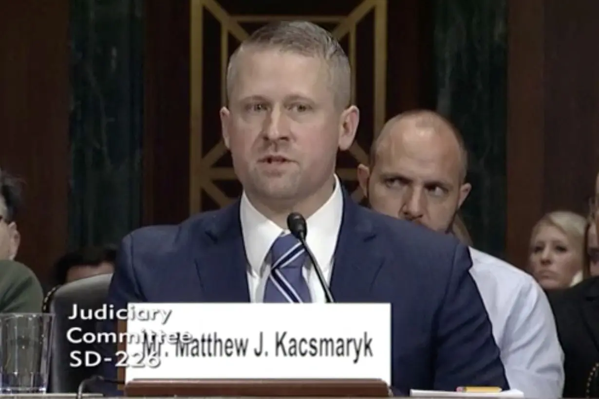 Matthew Kacsmaryk answers questions during his nomination hearing by the U.S. Senate Committee on the Judiciary