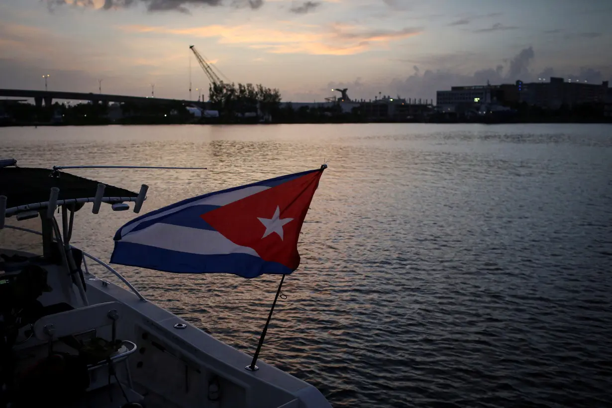 FILE PHOTO: Florida boats sail in a flotilla towards Cuba in solidarity with Cuban protesters in Miami