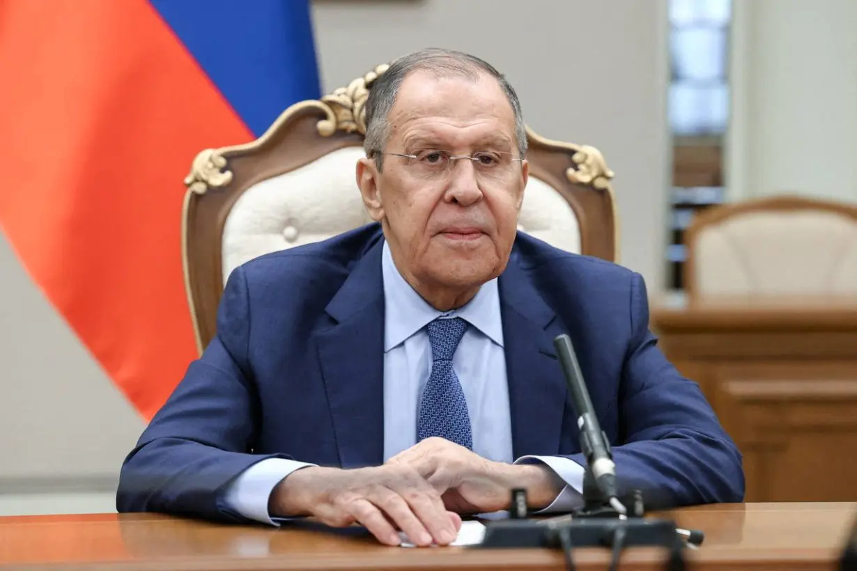 Russian Foreign Minister Sergei Lavrov attends a press conference in Pyongyang