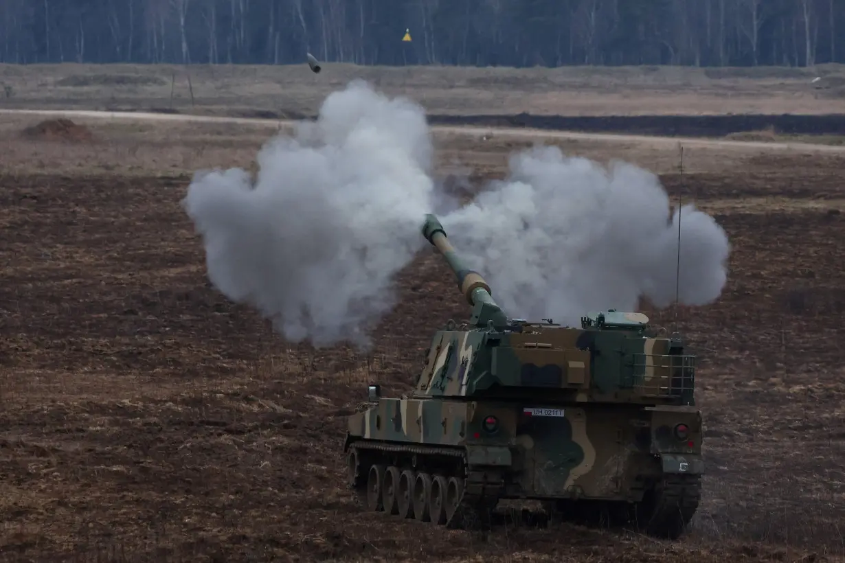 FILE PHOTO: Polish army trains with new tanks and howitzers from South Korea