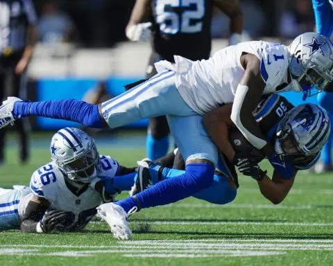 Prescott throws 2 TDs, Bland ties NFL record with 4th pick-6 in Cowboys' 33-10 rout of Panthers